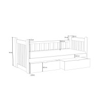 Dětská postel z masivu borovice ARTUR se šuplíky - 190x90 cm - PŘÍRODNÍ BOROVICE