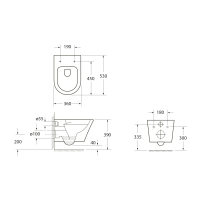 Sapho PACO závěsná WC mísa, Vortex Rimless, 36x53cm, bílá PZ1012V
