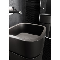 Kerasan HAKO keramické umyvadlo na desku 30x30cm, černá mat 554331