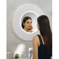 Sapho LUMIRO STRIP kulaté zrcadlo s LED osvětlením v rámu ø 75cm, bílá mat LR750-3131S