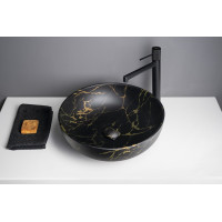 Sapho RONDANE keramické umyvadlo na desku Ø 41cm, portoro mramor AR435PT