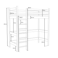 Dětská vyvýšená postel z masivu borovice TEXAS - 200x80 cm - OLIVOVĚ ZELENÁ
