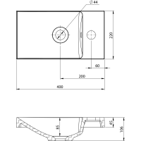 Sapho AGOS betonové umývátko 40x22cm, levé/pravé, tmavě hnědá pololesk AS40015