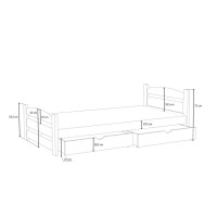 Dětská postel z masivu borovice MAX se šuplíky - 190x90 cm - PŘÍRODNÍ BOROVICE