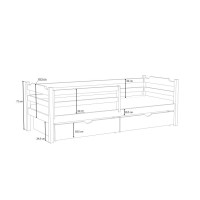 Dětská postel z masivu borovice MIKULÁŠ se šuplíky - 180x80 cm - PŘÍRODNÍ BOROVICE
