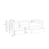 Dětská postel z masivu borovice PINOCCHIO se šuplíky - 180x80 cm - PŘÍRODNÍ BOROVICE