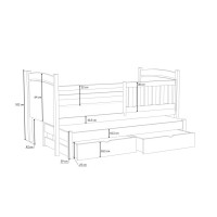 Dětská postel z masivu borovice SABINA s přistýlkou a šuplíky - 190x90 cm - BÍLÁ