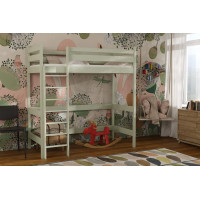 Dětská vyvýšená postel z masivu borovice TEXAS - 200x90 cm - OLIVOVĚ ZELENÁ