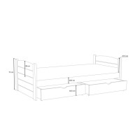 Dětská postel z masivu borovice URŠULA se šuplíky - 180x80 cm - PŘÍRODNÍ BOROVICE
