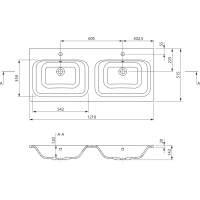 Sapho ARECA dvojumyvadlo, litý mramor, 121x51, 5cm, bílá AC121