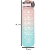 Láhev na vodu 1l - růžová/tyrkysová