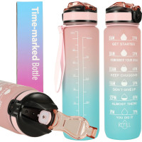 Láhev na vodu 1l - růžová/tyrkysová