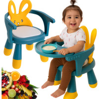 Dětská jídelní židlička Králíček - modrá/žlutá