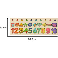 Dřevěná Montessori vkládačka s tvary a čísly 3v1