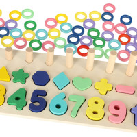 Dřevěná Montessori vkládačka s tvary a čísly 3v1