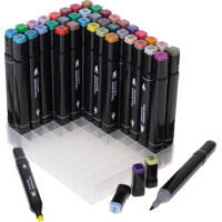 Oboustranné lihové fixy v pouzdře 80 ks + stojan