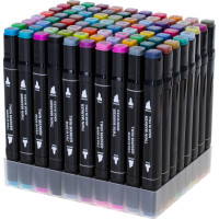 Oboustranné lihové fixy v pouzdře 80 ks + stojan