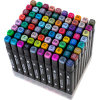 Oboustranné lihové fixy v pouzdře 80 ks + stojan