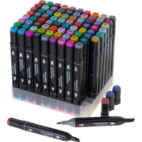 Oboustranné lihové fixy v pouzdře 80 ks + stojan