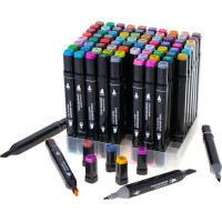 Oboustranné lihové fixy v pouzdře 80 ks + stojan