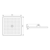 Aqualine Hlavová sprcha, 300x300 mm, ABS/černá mat SC174B