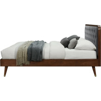 Čalouněná postel CHARLEY 200x140 cm - šedá/ořech