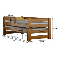 Dětská postel z masivu PAVLÍK DUO - 190x80/180x80 cm