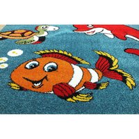 Dětský koberec Veselá rybička - modrý