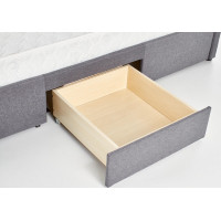 Postel z masivu se šuplíky BETY 200x160 cm - čalouněná - šedá