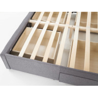 Postel z masivu se šuplíky BETY 200x160 cm - čalouněná - šedá