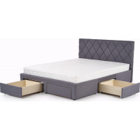 Postel z masivu se šuplíky BETY 200x160 cm - čalouněná - šedá