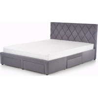 Postel z masivu se šuplíky BETY 200x160 cm - čalouněná - šedá