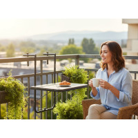 Závěsný stolek na balkon ARETTO - šedý