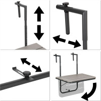 Závěsný stolek na balkon ARETTO - šedý