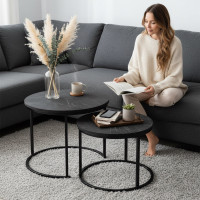 Konferenční stolek GALEN SMALL - grafitový mramor/černý