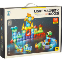 Svítící LED magnetická 3D stavebnice - 134 prvků