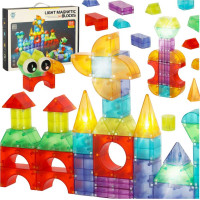 Svítící LED magnetická 3D stavebnice - 134 prvků