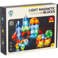 Svítící LED magnetická 3D stavebnice - 32 prvků