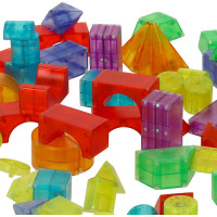 Svítící LED magnetická 3D stavebnice - 64 prvků