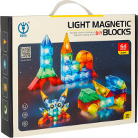 Svítící LED magnetická 3D stavebnice - 64 prvků