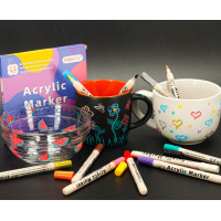 Akrylové voděodolné DIY popisovače - 12 ks