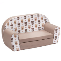 Dětská rozkládací JUNIOR pohovka Medvídci - bílá/hnědá