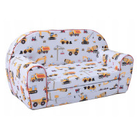 Dětská rozkládací JUNIOR pohovka Stavební stroje - šedá