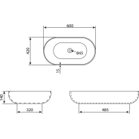 Sapho CALEO keramické umyvadlo na desku, 60x42cm, portoro mramor CA590PT