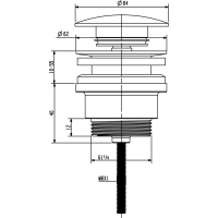 Sapho Umyvadlová výpust 5/4“, click-clack, velká zátka, 10-55mm, měď mat CV1002PG