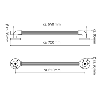 Ridder Pevnostní madlo plastové, 600mm, chrom A1016037