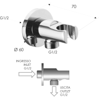 Sapho Držák sprchy kulatý, pevný, s vyústěním, zlato mat 1205-0919