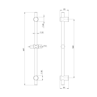 Sapho Sprchová tyč, posuvný držák, kulatá, 700mm, zlato mat SC019
