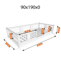 Dětská Montessori postel z masivu borovice LUNA - 190x90 cm