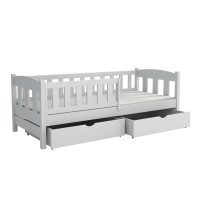 Dětská postel z masivu borovice BEN se šuplíky - 190x90 cm - ŠEDÁ